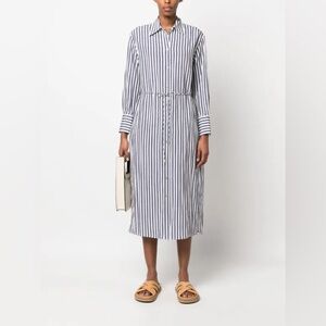 VINCE striped shirt dress size medium in blue‎ stripe coastal beach quiet luxury